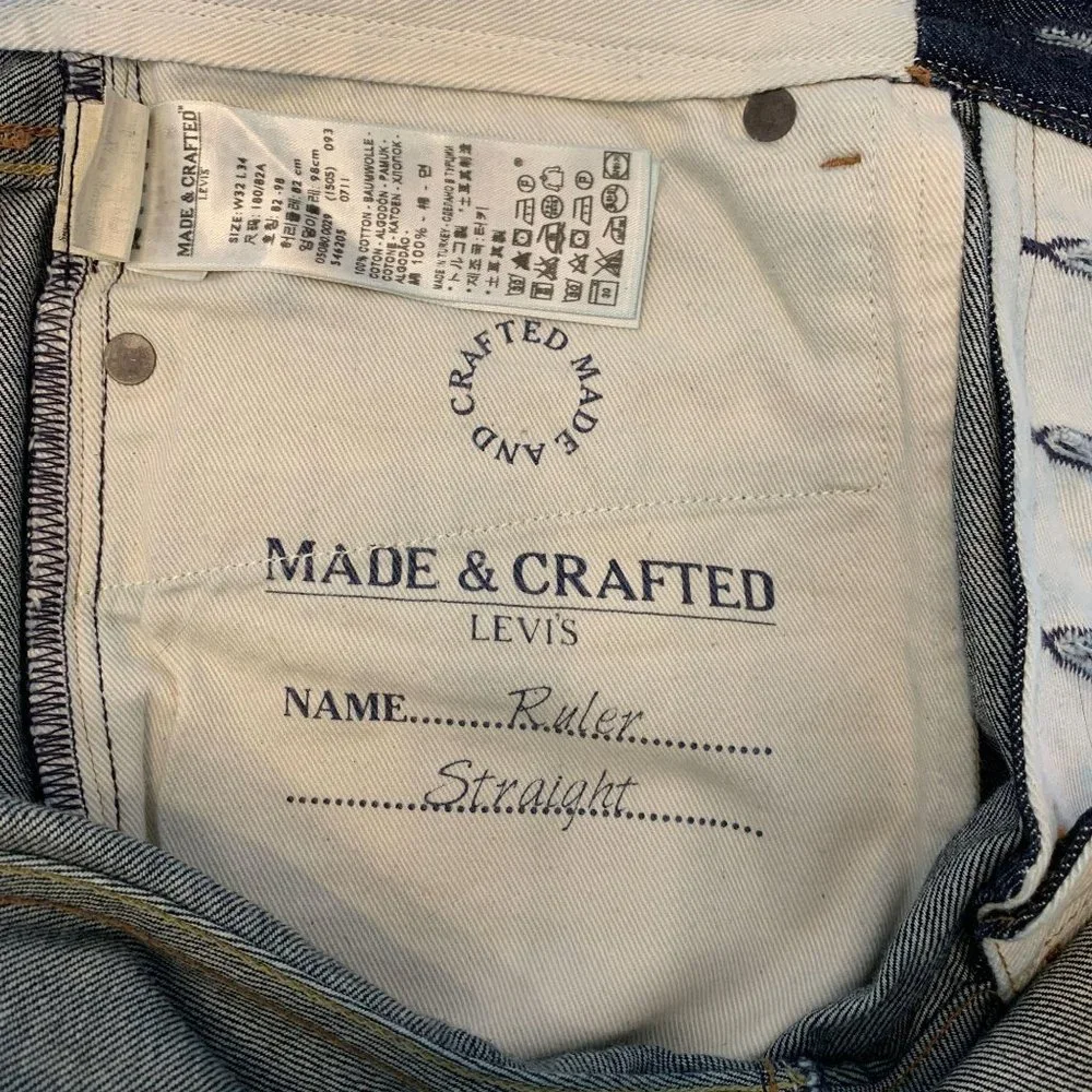 Levi's Made & Crafted “Ruler” Straight Button-fly 32 x 34 Denim Jeans